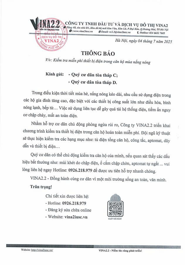 MIỄN PHÍ KIỂM TRA THIẾT BỊ ĐIỆN – BẢO VỆ AN TOÀN CĂN HỘ MÙA NẮNG NÓNG